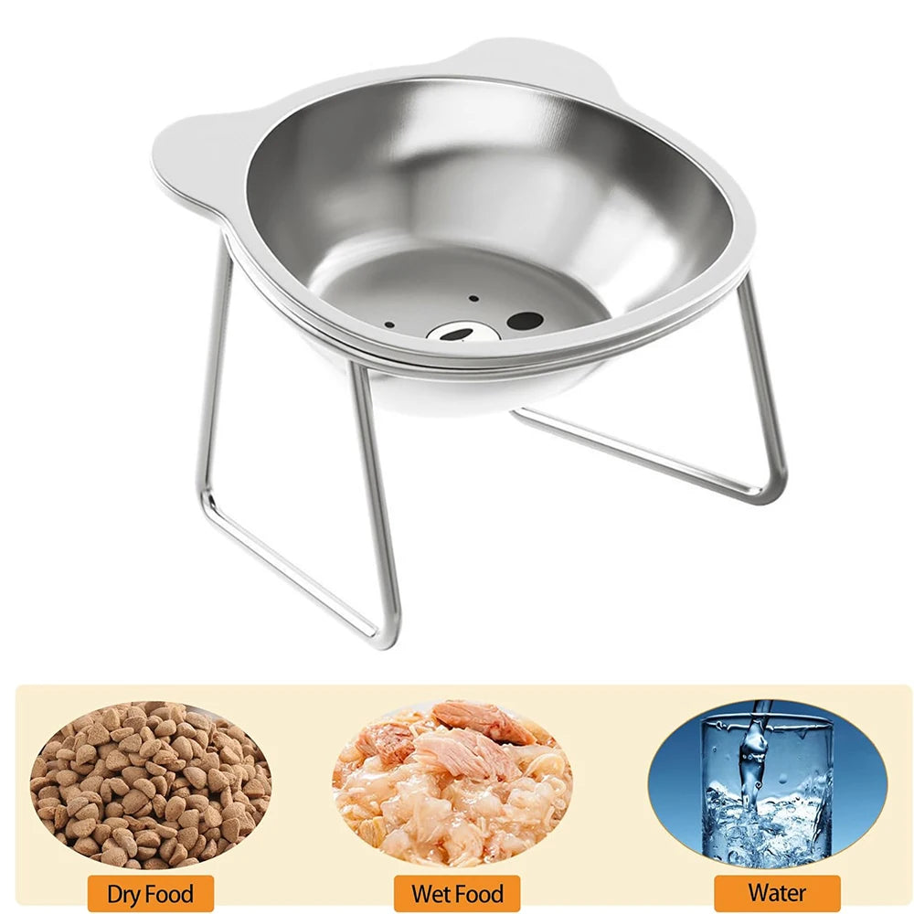 Stainless Steel Cat Bowls Raised Whisker Fatigue Relief Cat Plates Pet Water Dish Kitten Bowls Pet Bowls for Cats Food
