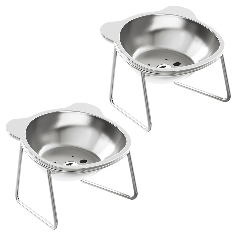 Stainless Steel Cat Bowls Raised Whisker Fatigue Relief Cat Plates Pet Water Dish Kitten Bowls Pet Bowls for Cats Food